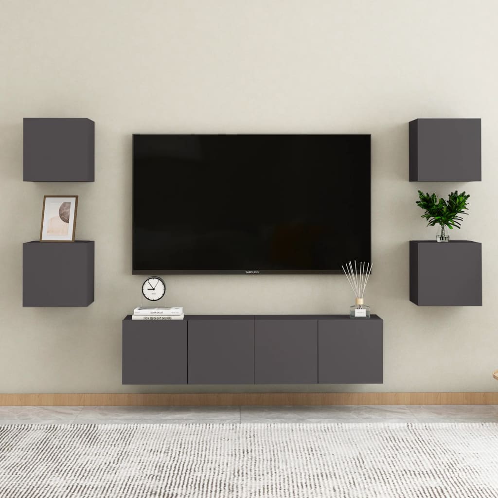 vidaXL Väggmonterade tv-skåp 4 st grå 30,5x30x30 cm