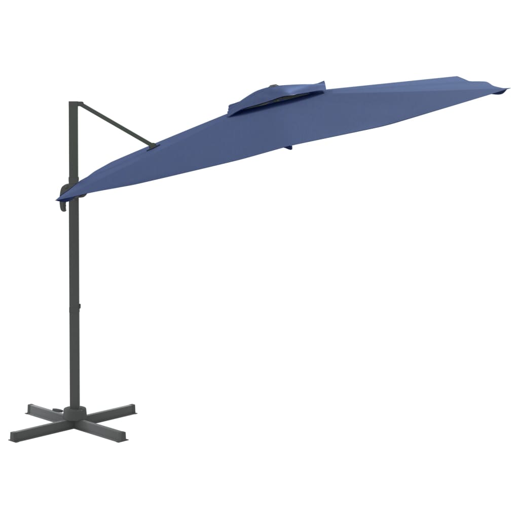 vidaXL Frihängande parasoll med ventilation azurblå 300x300 cm