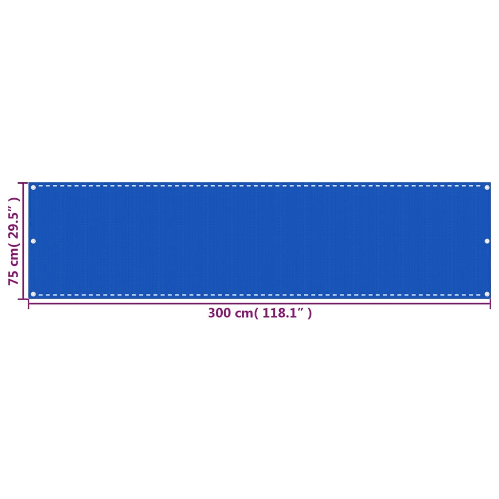 vidaXL Balkongskärm blå 75x300 cm HDPE