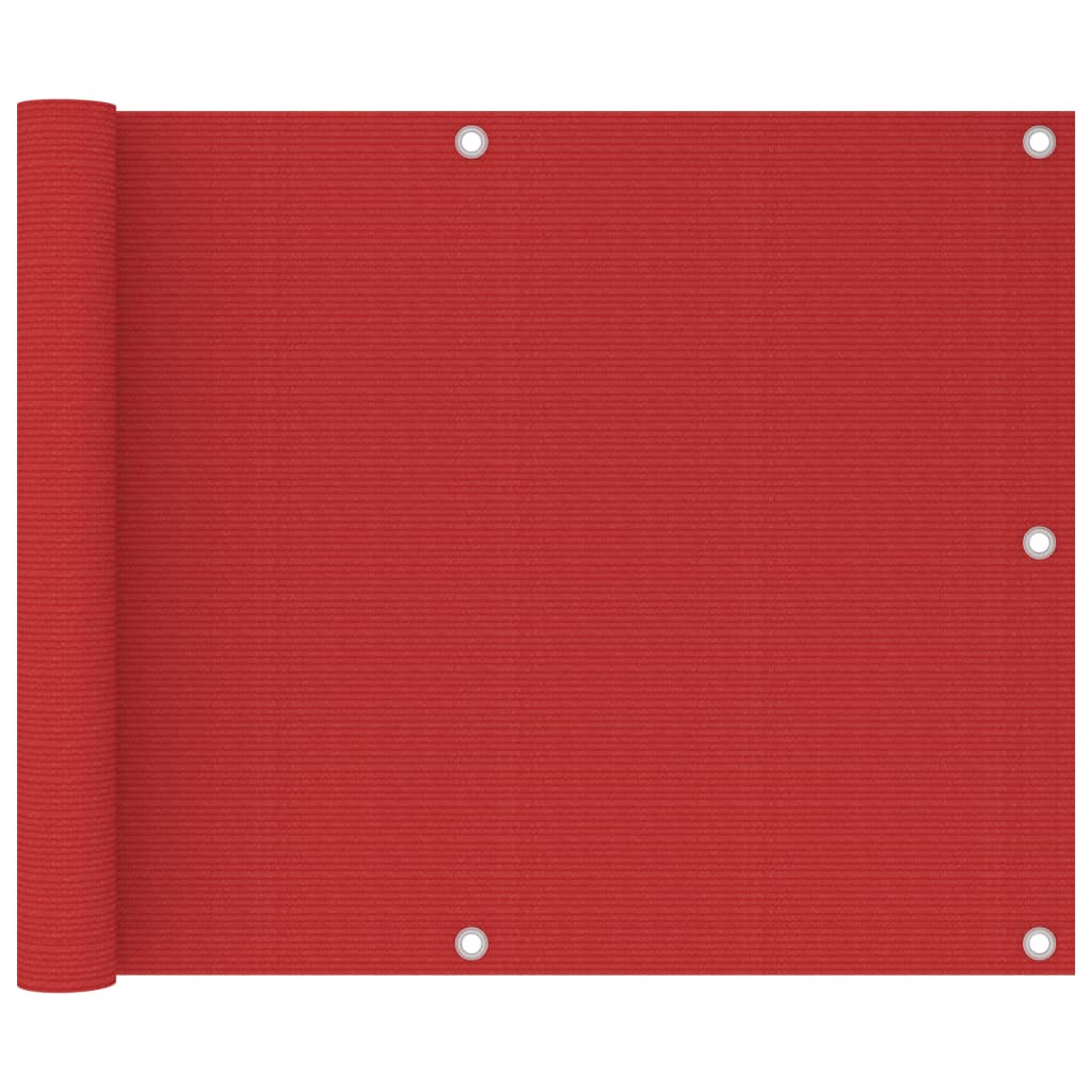 vidaXL Balkongskärm röd 75x600 cm HDPE