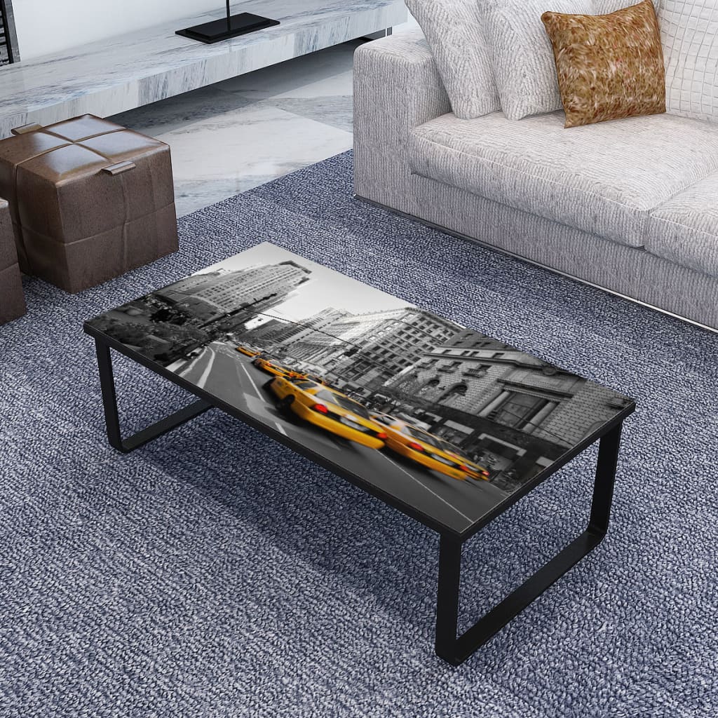 vidaXL Soffbord med bordsskiva i glas rektangulär