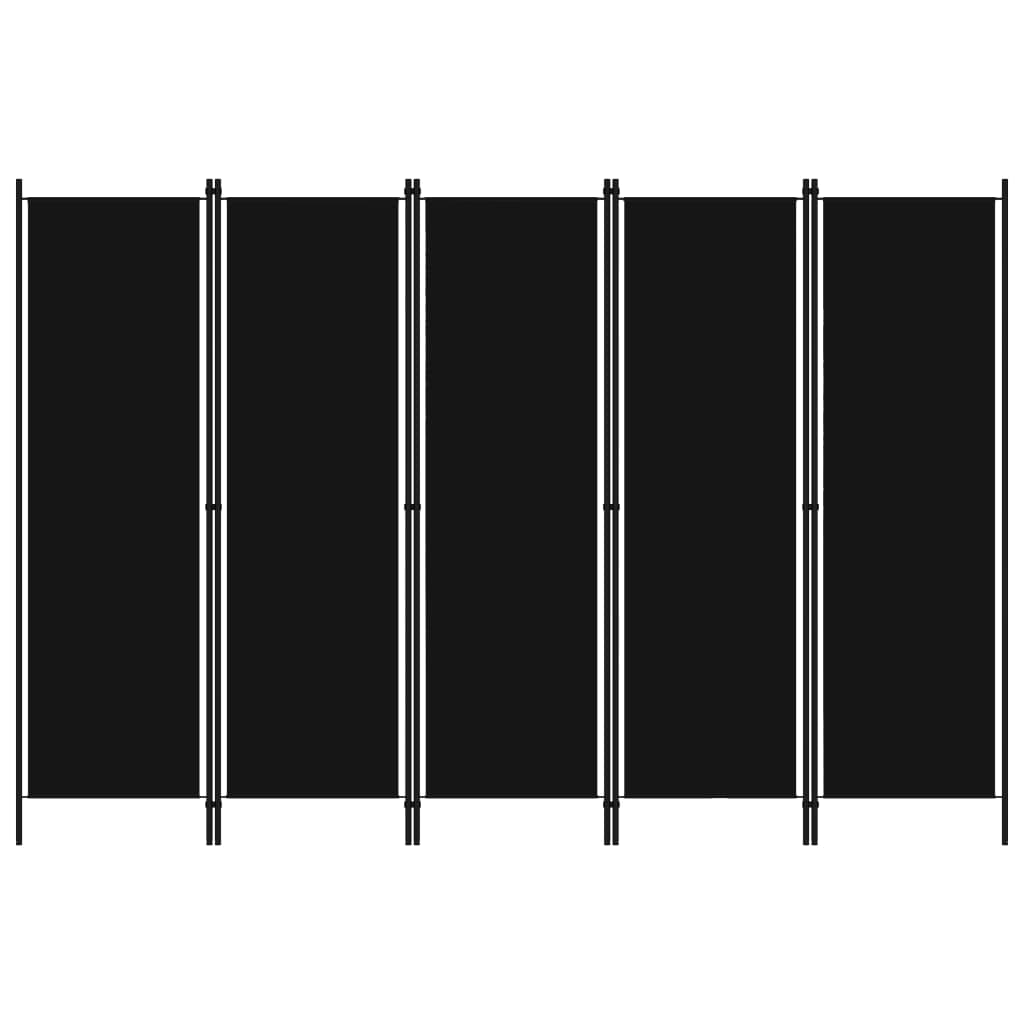 vidaXL Rumsavdelare 5 paneler svart 250x180 cm