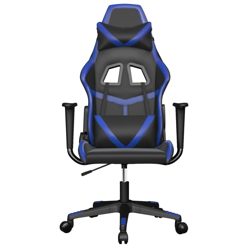vidaXL Gamingstol med massage svart och blå konstläder