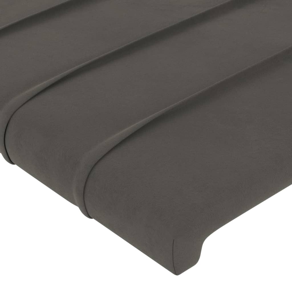 vidaXL Sänggavel med kanter mörkgrå 147x23x118/128 cm sammet