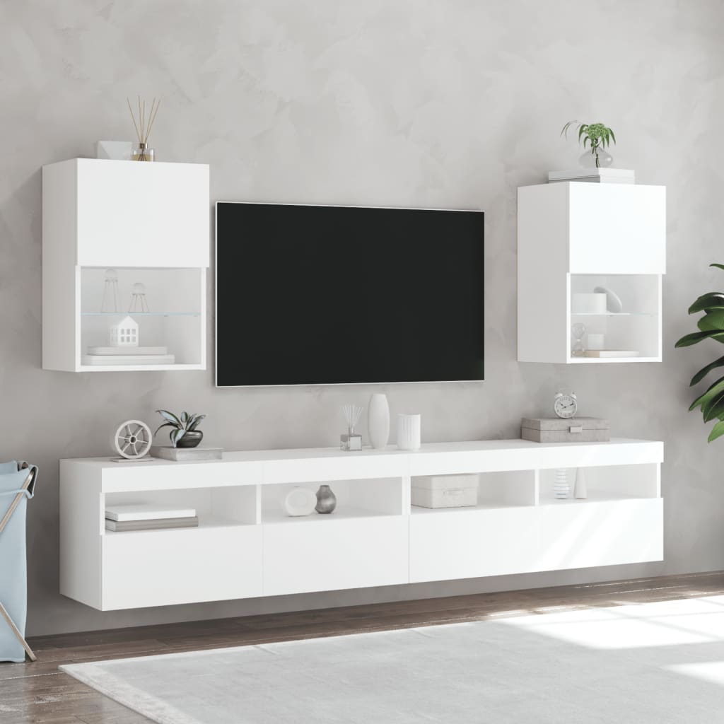 vidaXL TV-bänk med LED-belysning 2 st vit 40,5x30x60 cm