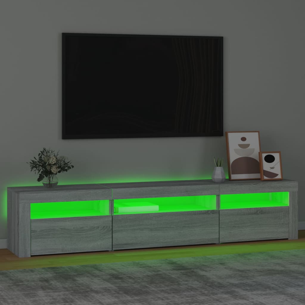vidaXL TV-bänk med LED-belysning grå sonoma 195x35x40 cm