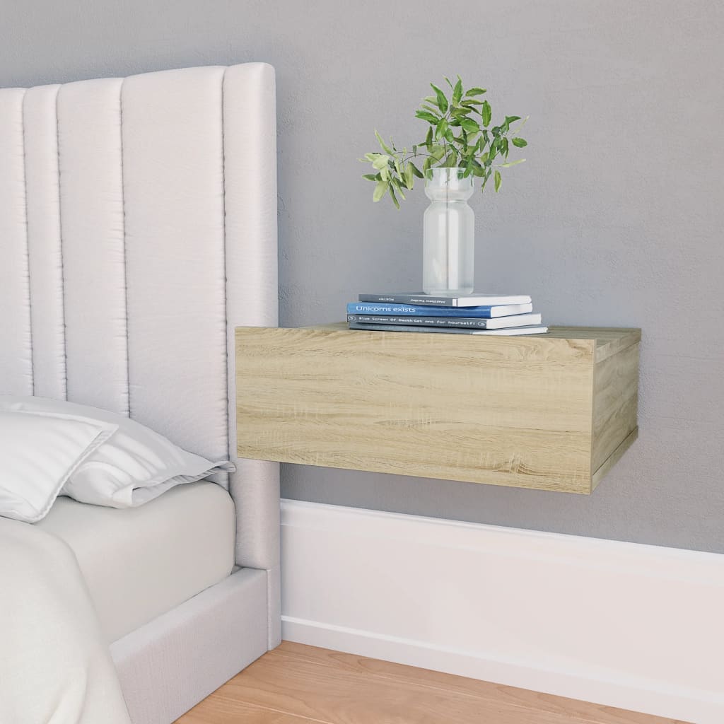 vidaXL Svävande sängbord sonoma-ek 40x30x15 cm konstruerat trä