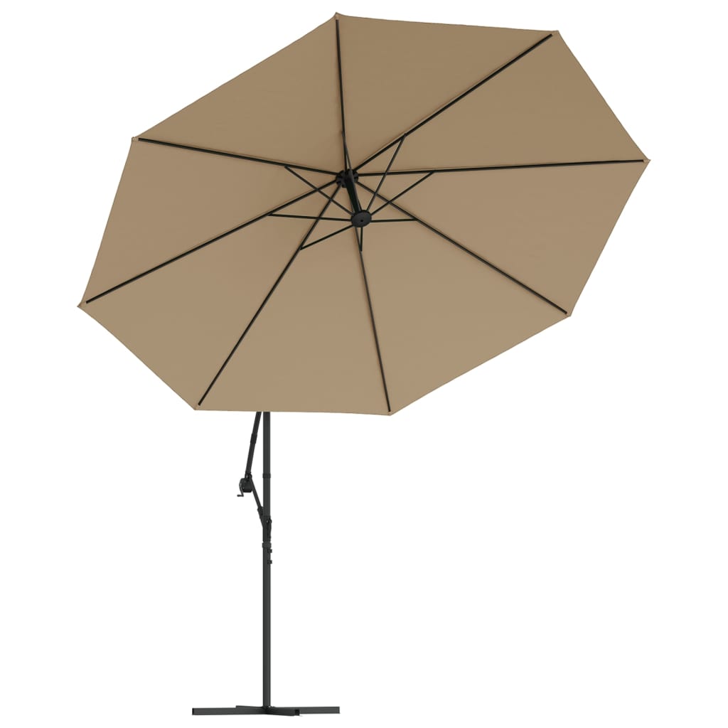 vidaXL Frihängande parasoll med aluminiumstång 350 cm taupe