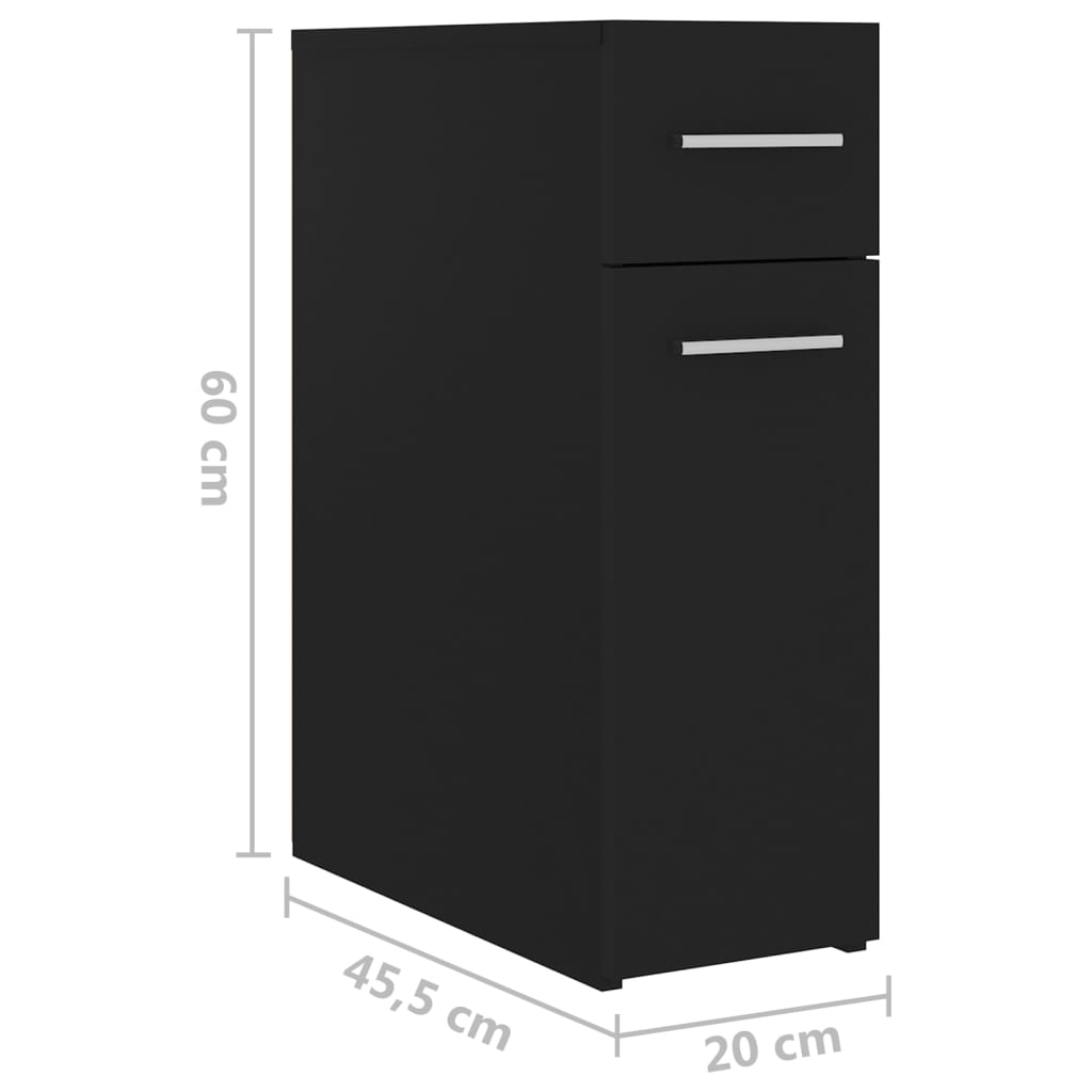 vidaXL Apoteksskåp svart 20x45,5x60 cm konstruerat trä