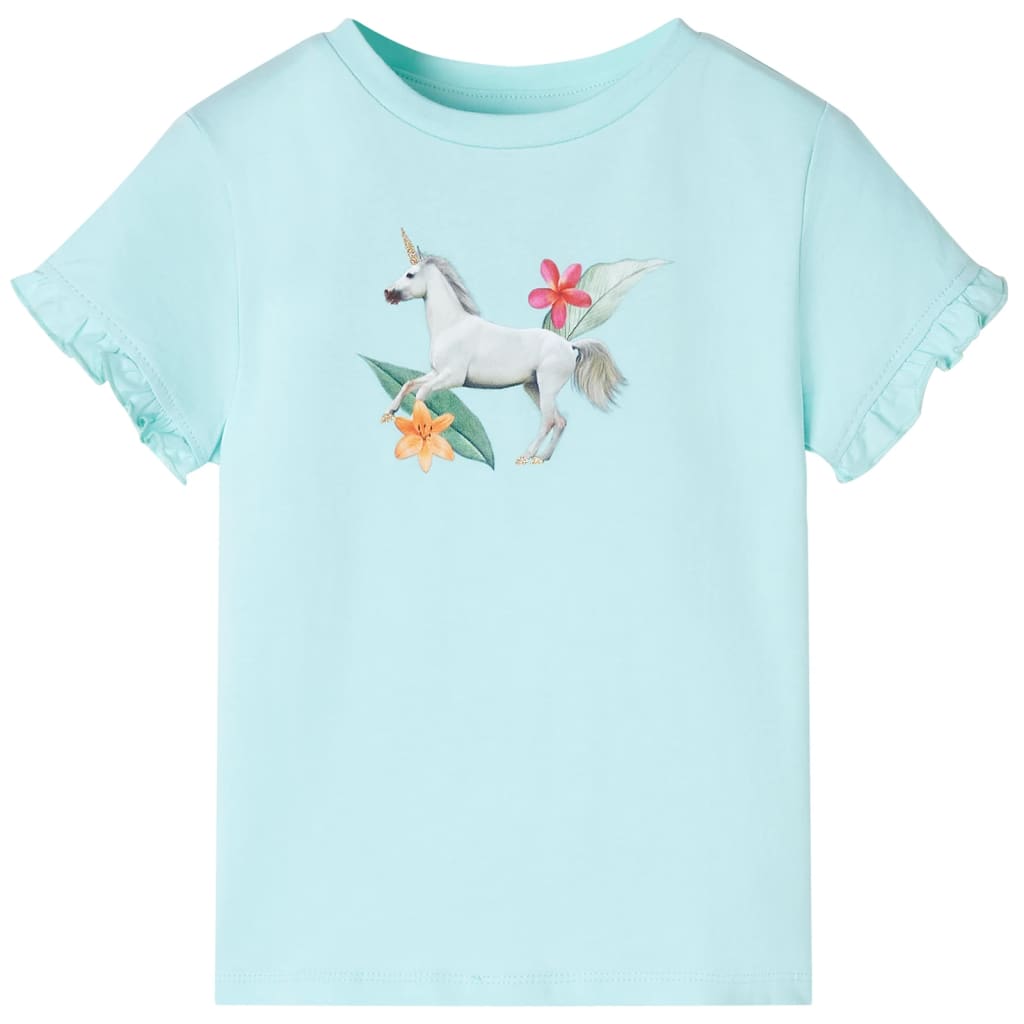 T-shirt med korta ärmar för barn ljus aqua 140