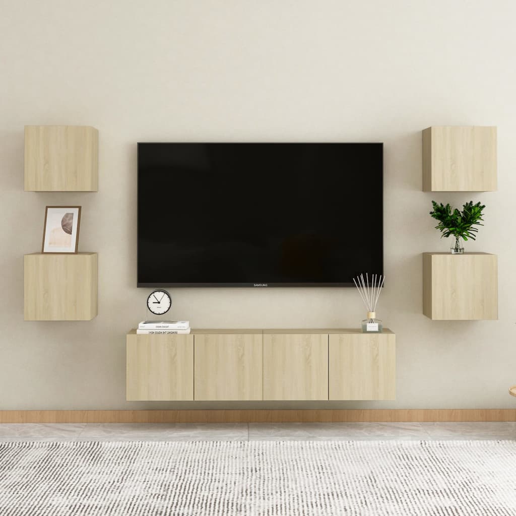 vidaXL Väggmonterad tv-bänk sonoma-ek 30,5x30x30 cm