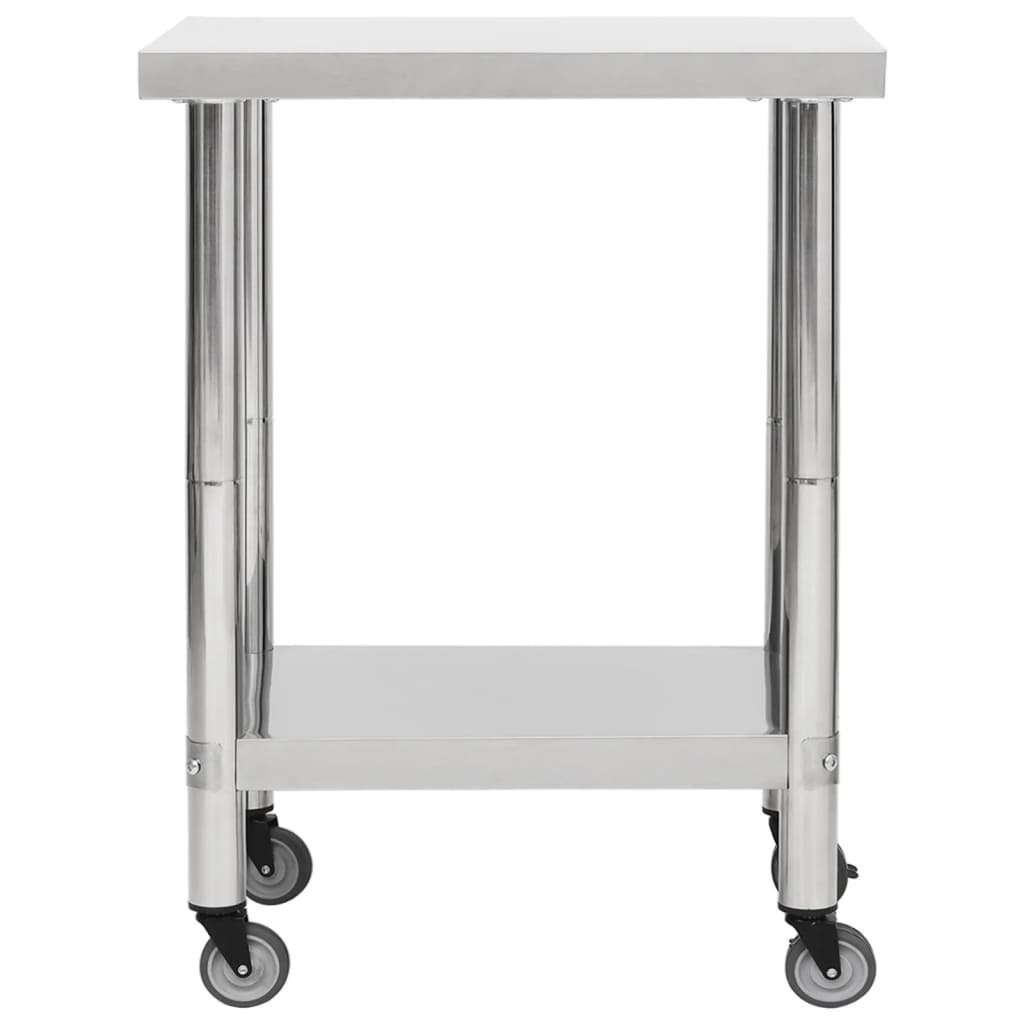 vidaXL Arbetsbord med hjul 80x45x85 cm rostfritt stål