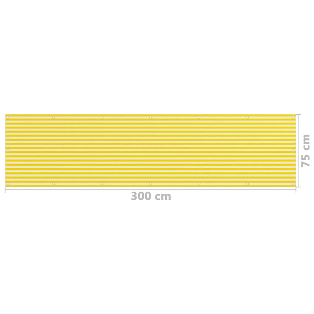 vidaXL Balkongskärm gul och vit 75x300 cm HDPE