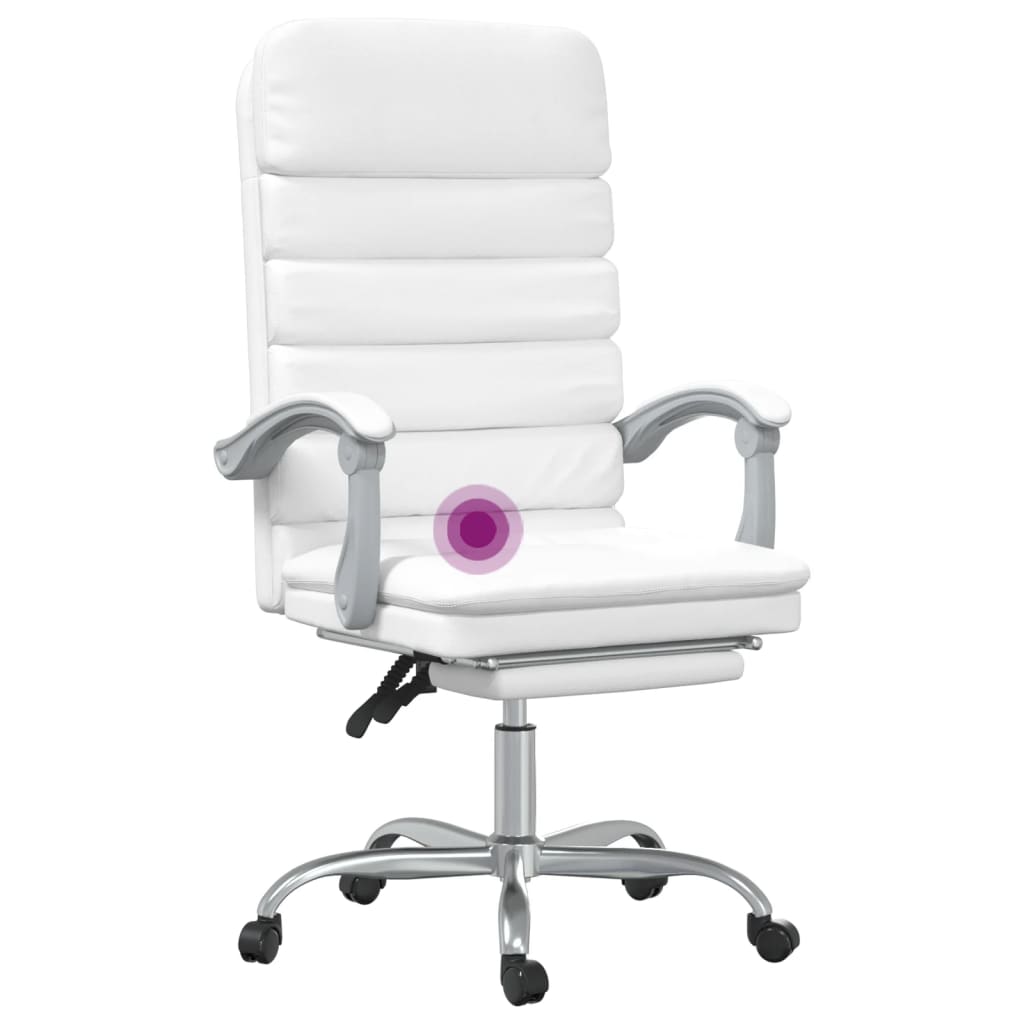 vidaXL Kontorsstol med massage vit konstläder