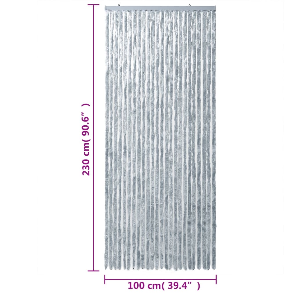 vidaXL Insektsgardin vit och grå 100x230 cm chenille