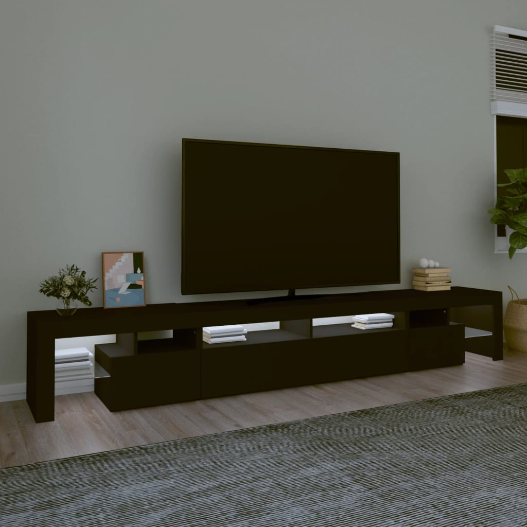 vidaXL Tv-bänk med LED-belysning svart 260x36,5x40 cm