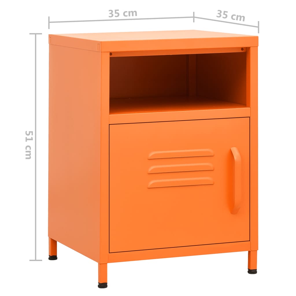 vidaXL Sängbord orange 35x35x51 cm stål