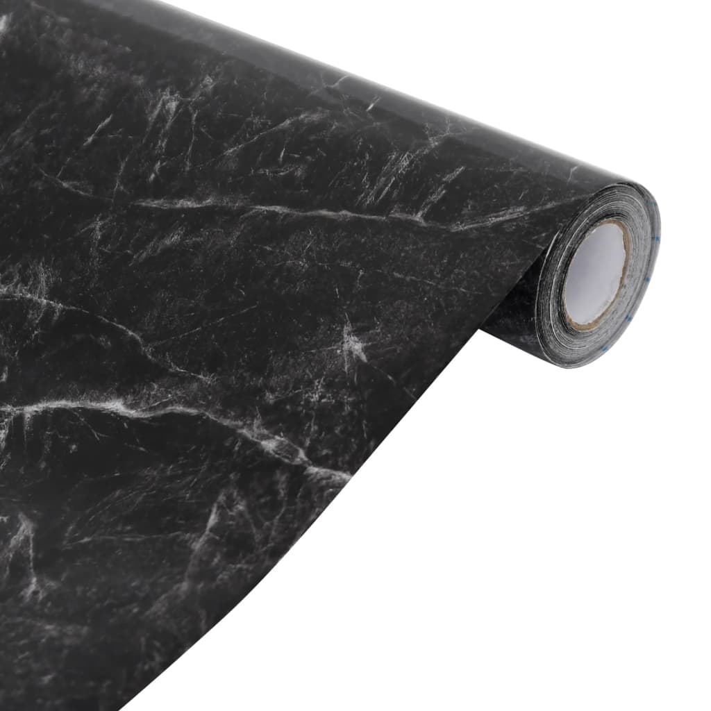 vidaXL Möbeldekal självhäftande svart marmor 90x500 cm PVC