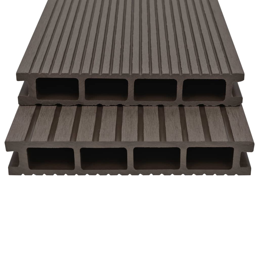 vidaXL WPC ihåliga golvplattor med tillbehör 40 m² 2,2 m mörkbrun