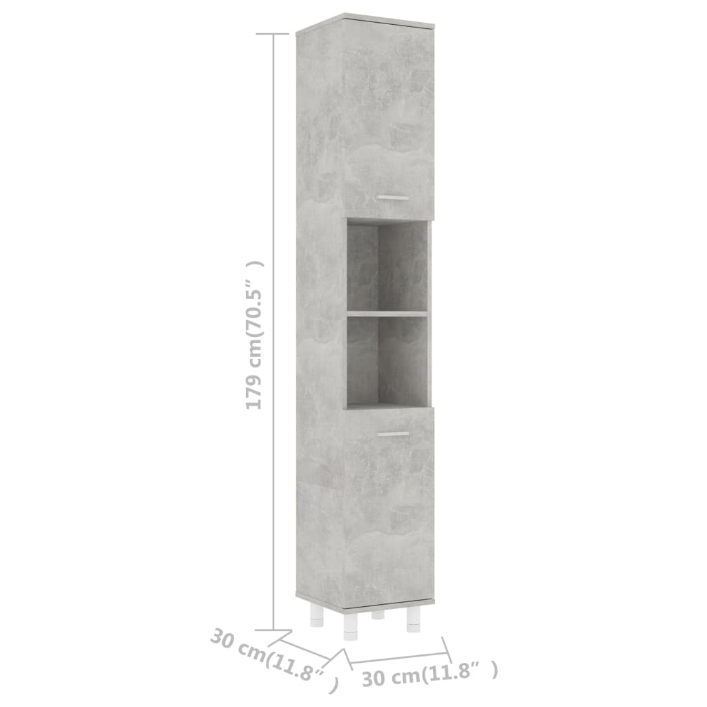 vidaXL Badrumsmöbler 3 delar betonggrå konstruerat trä
