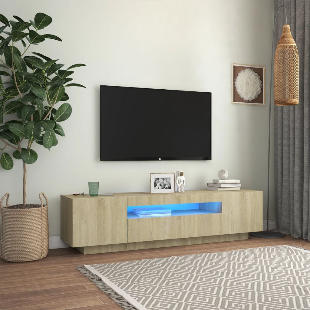 vidaXL TV-bänk med LED-belysning sonoma-ek 160x35x40 cm