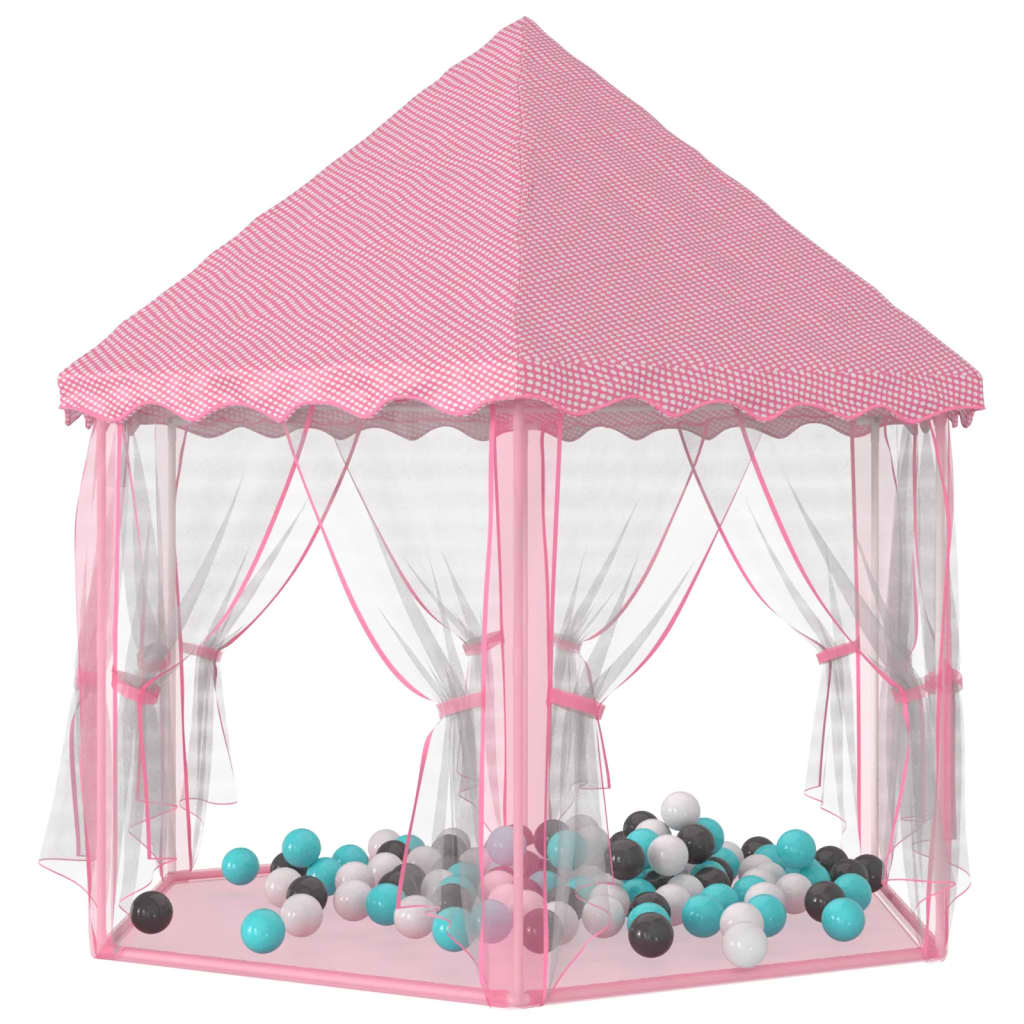 vidaXL Prinsesstält med 250 bollar rosa 133x140 cm