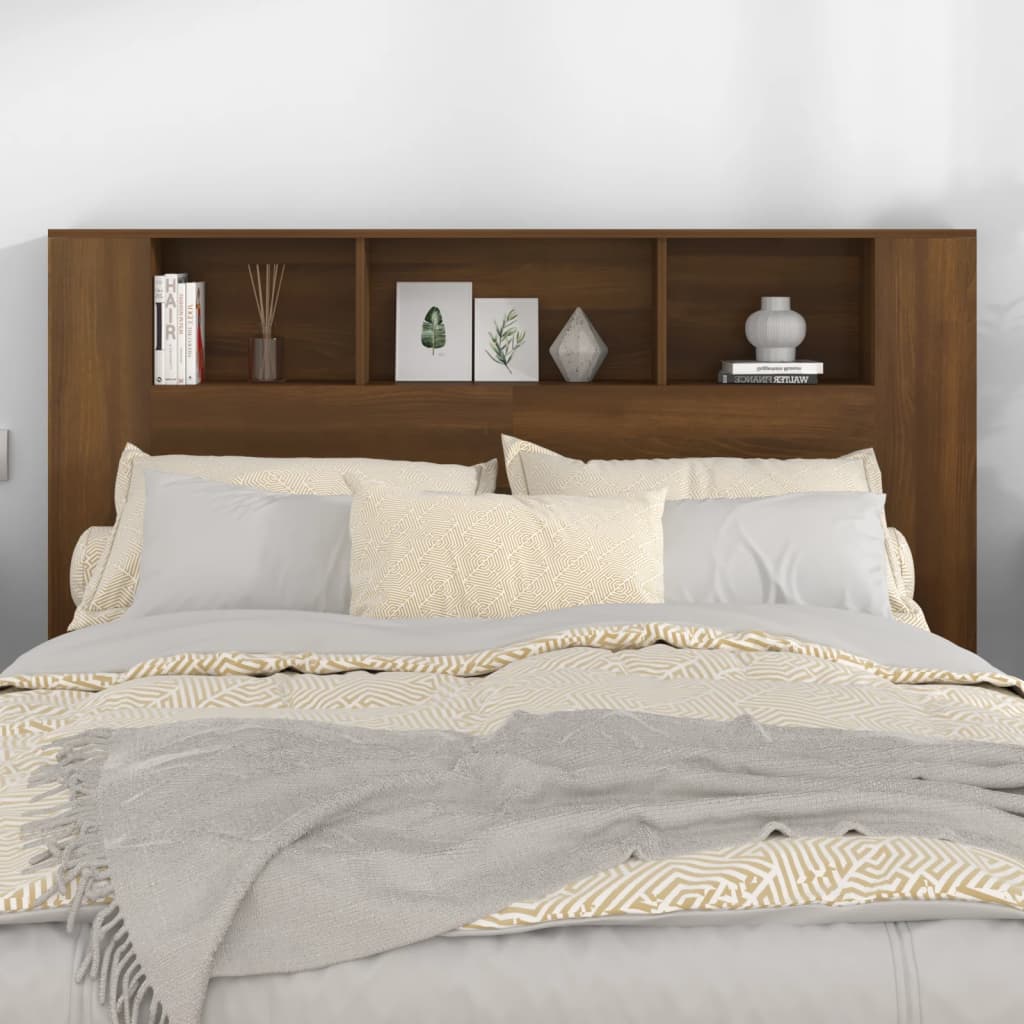 vidaXL Sänggavel med förvaring brun ek 160x18,5x104,5 cm