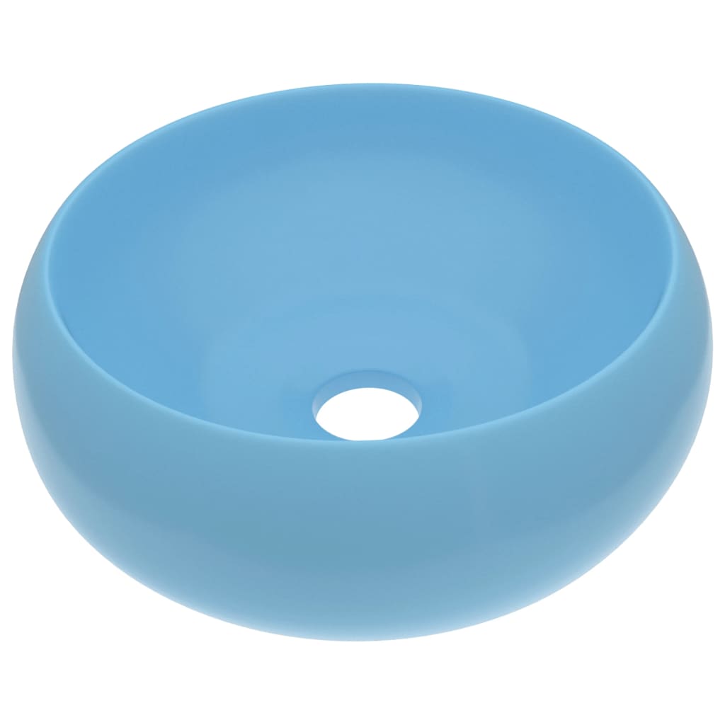 vidaXL Lyxigt runt handfat matt ljusblå 40x15 cm keramik
