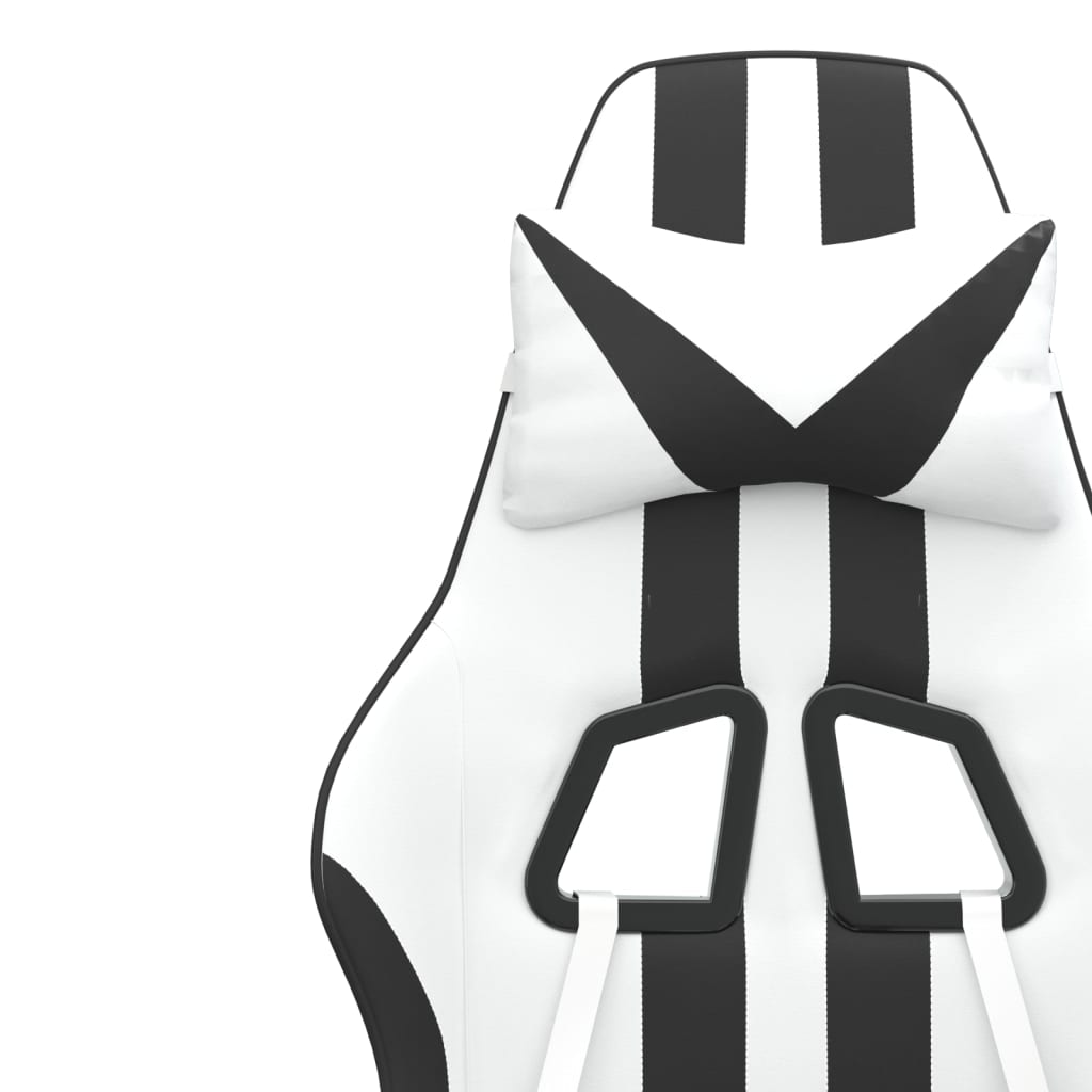 vidaXL Gamingstol med fotstöd vit och svart konstläder