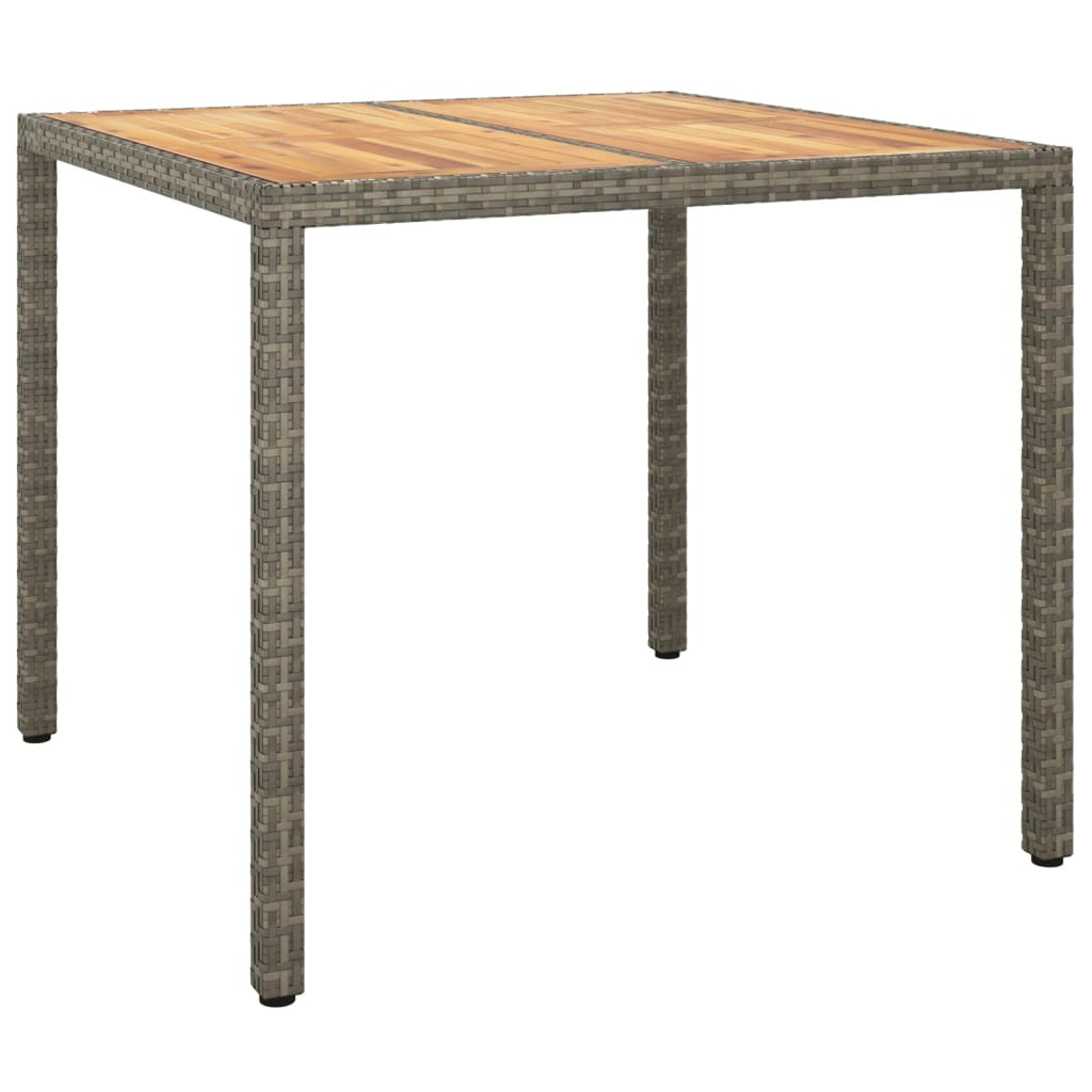 vidaXL Trädgårdsbord 90x90x75 cm konstrotting och akaciaträ grå