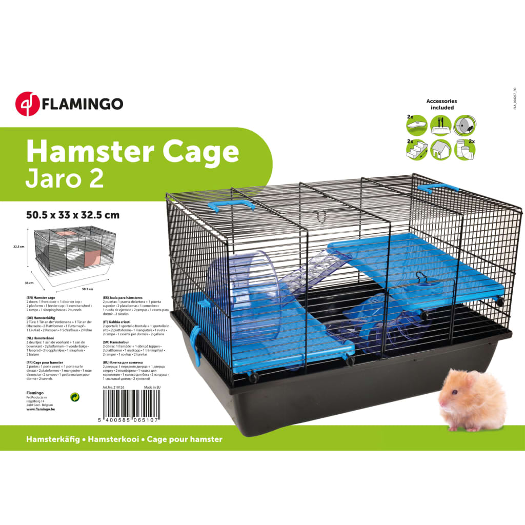 FLAMINGO Hamsterbur Jaro 2 50,5x33x32,5 cm svart och blå