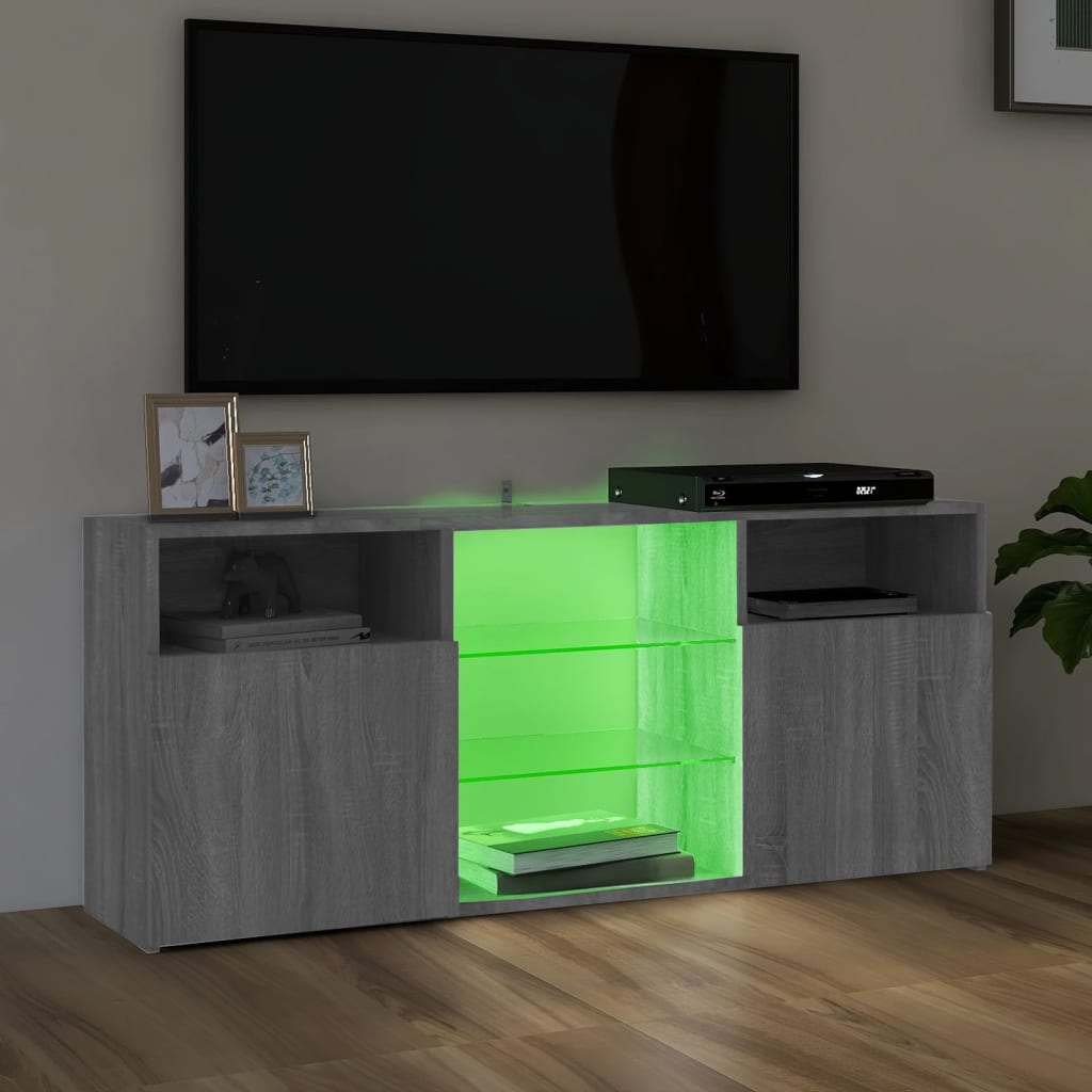 vidaXL TV-bänk med LED-belysning grå sonama 120x30x50 cm