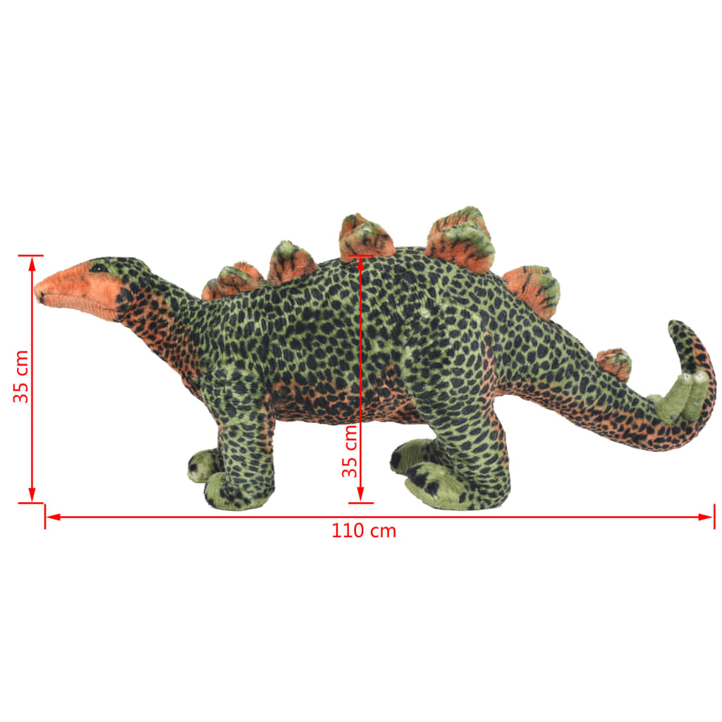 vidaXL Stående leksak stegosaurus plysch grön och orange XXL