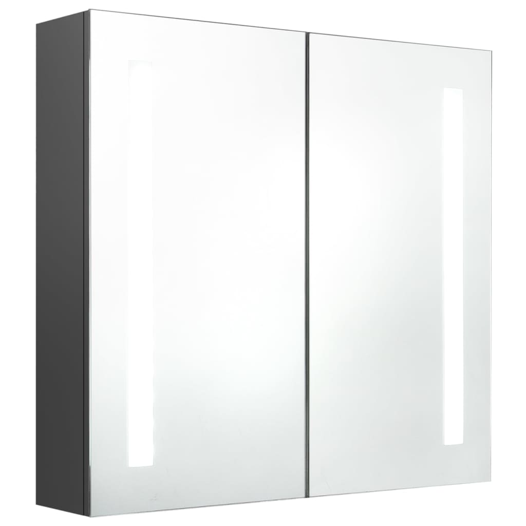 vidaXL Badrumsskåp med spegel LED grå 62x14x60 cm