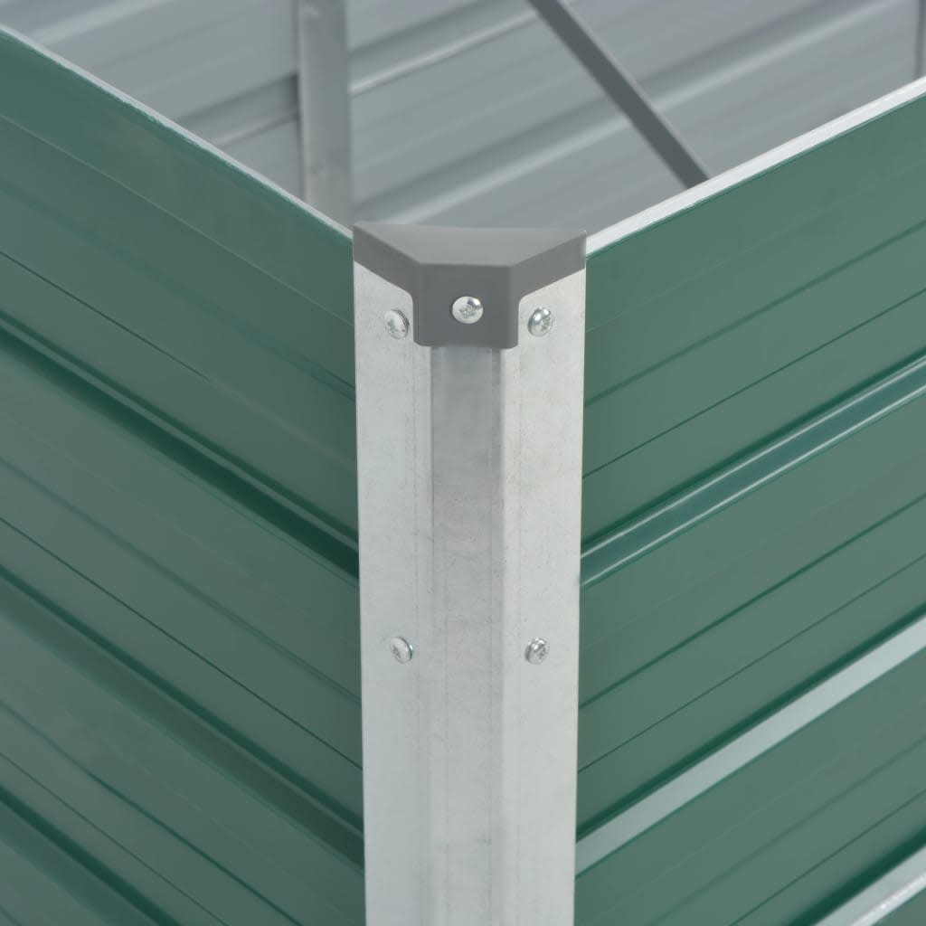 vidaXL Odlingslåda upphöjd galvaniserat stål 320x80x77 cm grön
