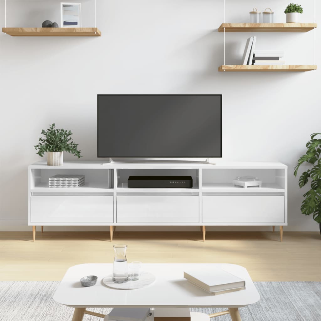 vidaXL Tv-bänk vit högglans 150x30x44,5 cm konstruerat trä