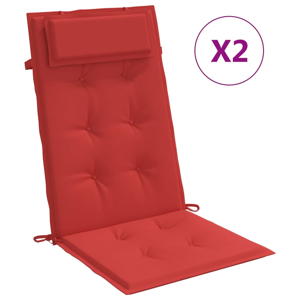 vidaXL Stolsdynor för stolar med hög rygg 2 st röd oxfordtyg