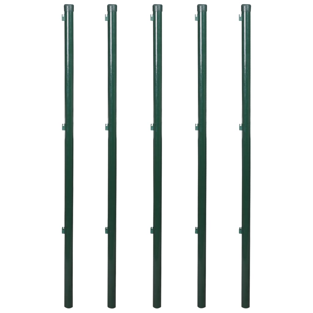 vidaXL Flätverksstängsel med stolpar stål 0,8x15 m grön