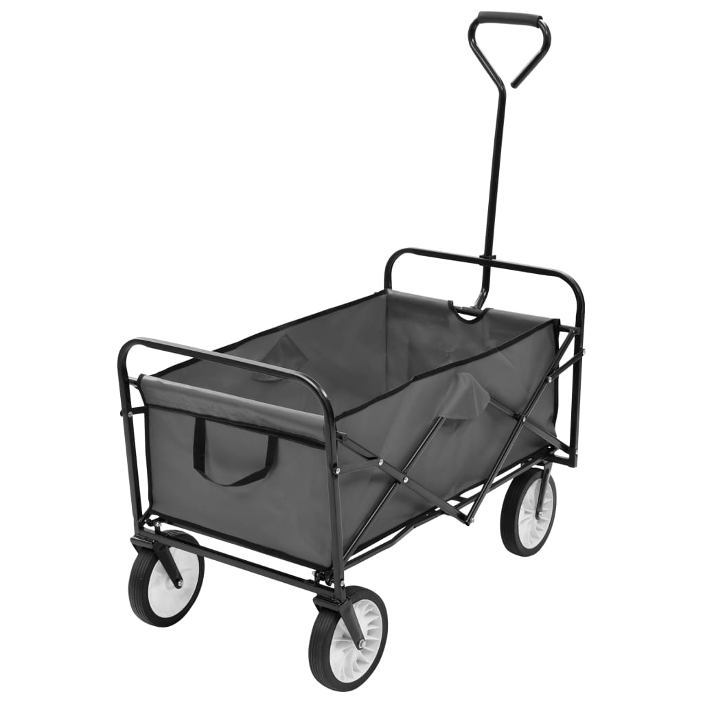 vidaXL Hopfällbar handvagn stål grå