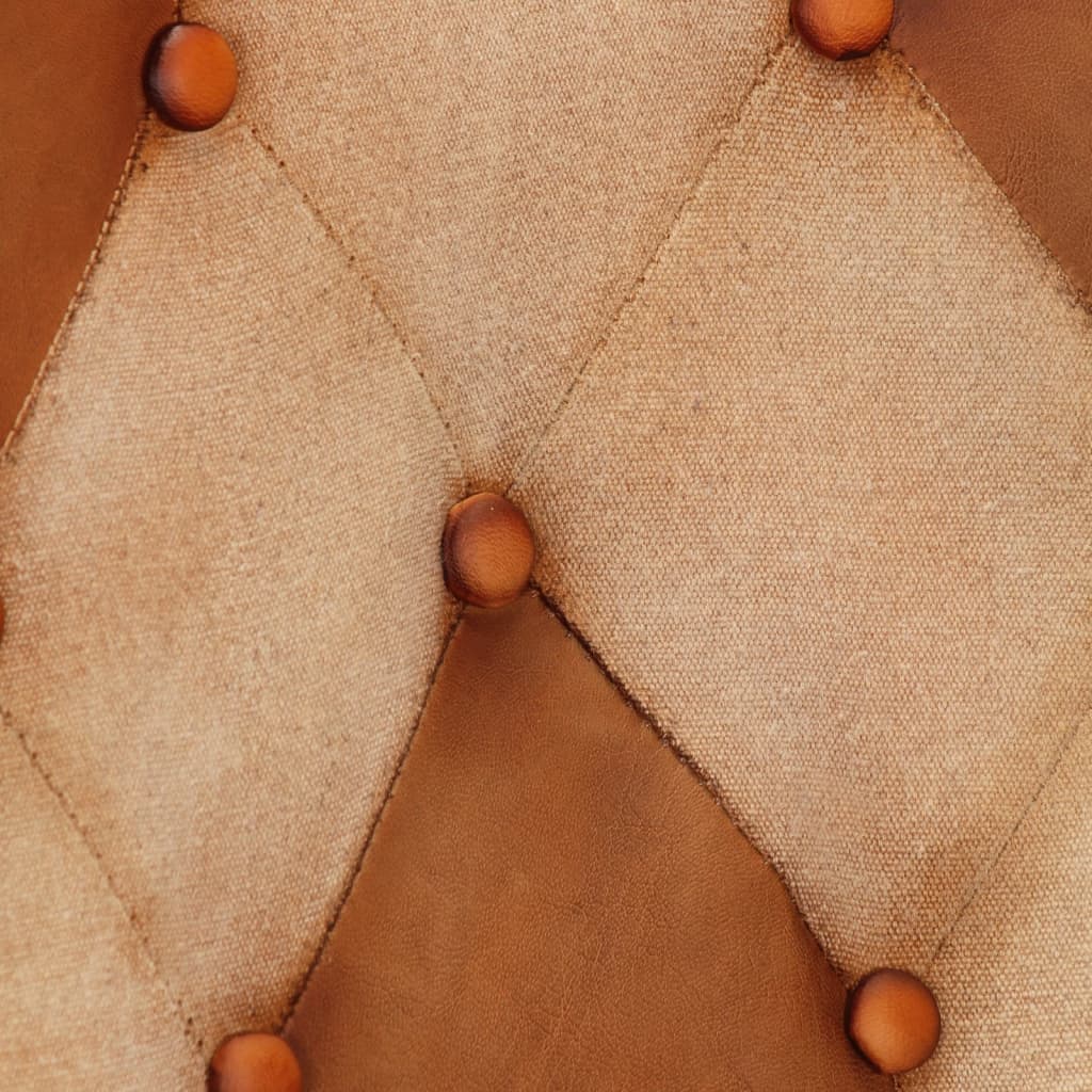 vidaXL Öronlappsfåtölj brun och gräddvit äkta läder