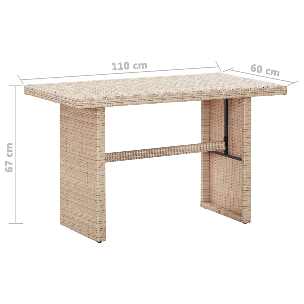 vidaXL Trädgårdsbord beige 110x60x67 cm konstrotting