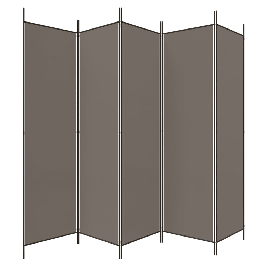 vidaXL Rumsavdelare 5 paneler antracit 250x220 cm tyg