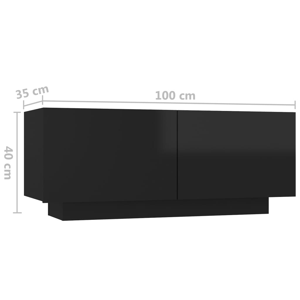 vidaXL Sängbord svart högglans 100x35x40 cm konstruerat trä