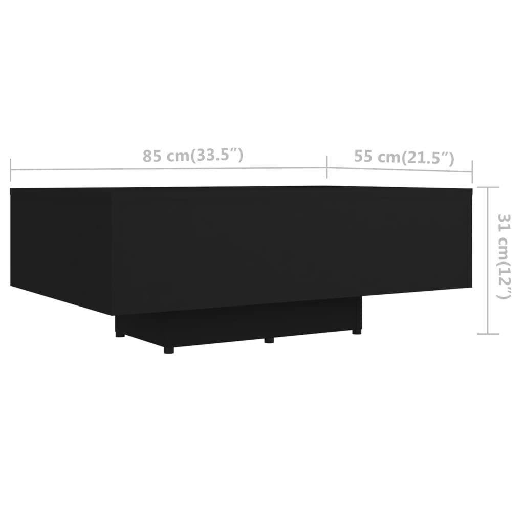 vidaXL Soffbord svart 85x55x31 cm konstruerat trä