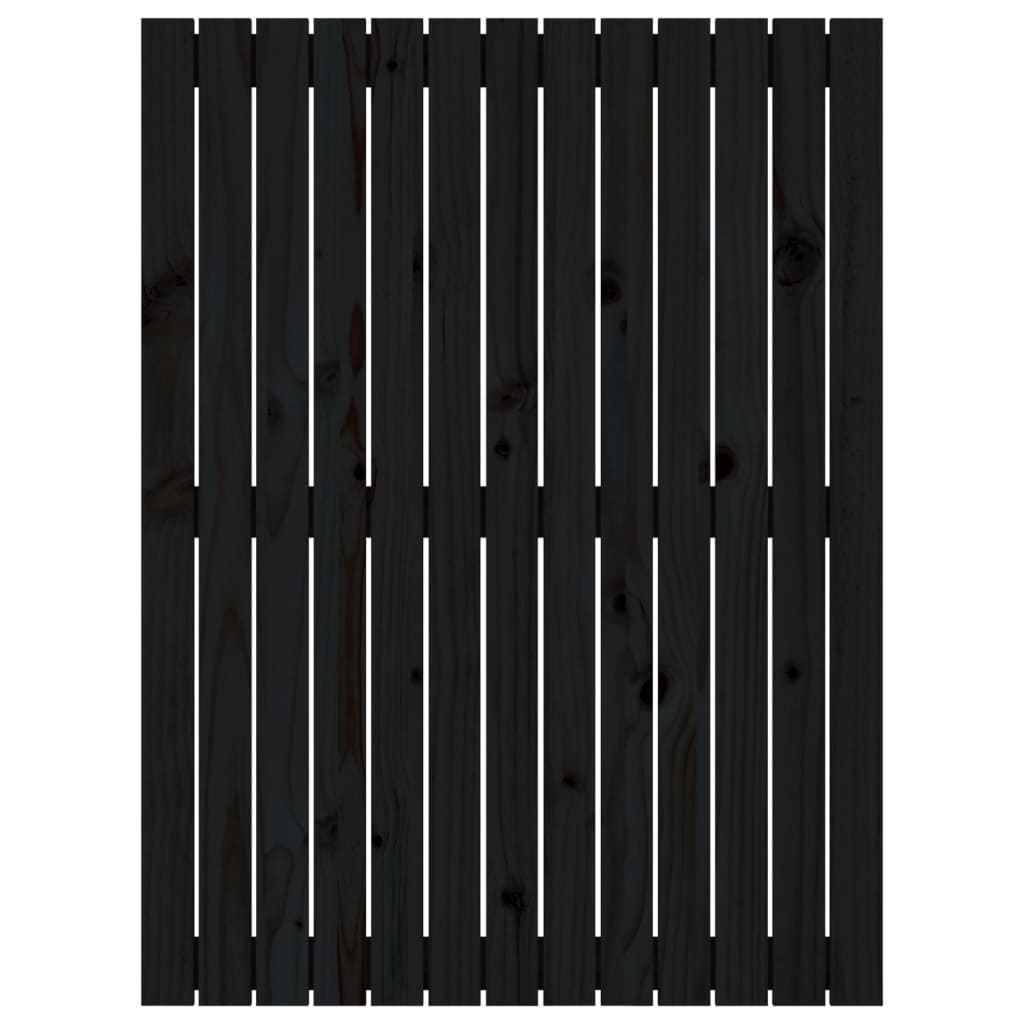 vidaXL Väggmonterad huvudgavel svart 82,5x3x110 cm massiv furu