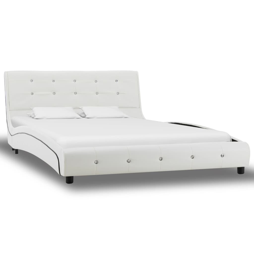 vidaXL Säng med memoryskummadrass vit konstläder 120x200 cm