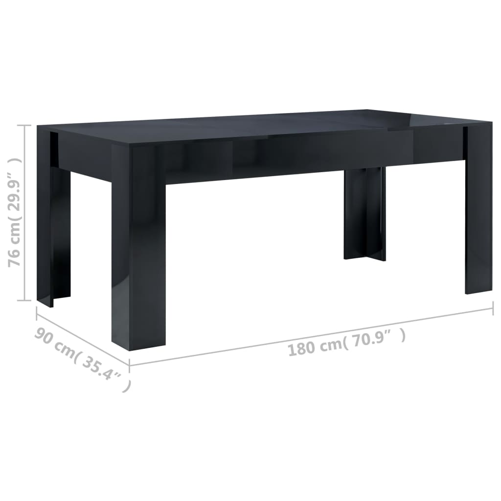 vidaXL Matbord svart högglans 180x90x76 cm spånskiva