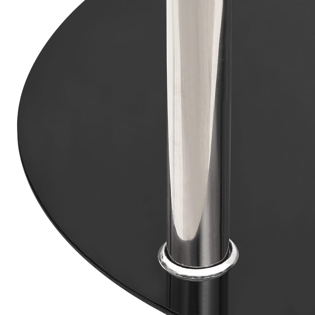 vidaXL Sidobord med 2 hyllplan genomskinligt & svart 38 cm härdat glas