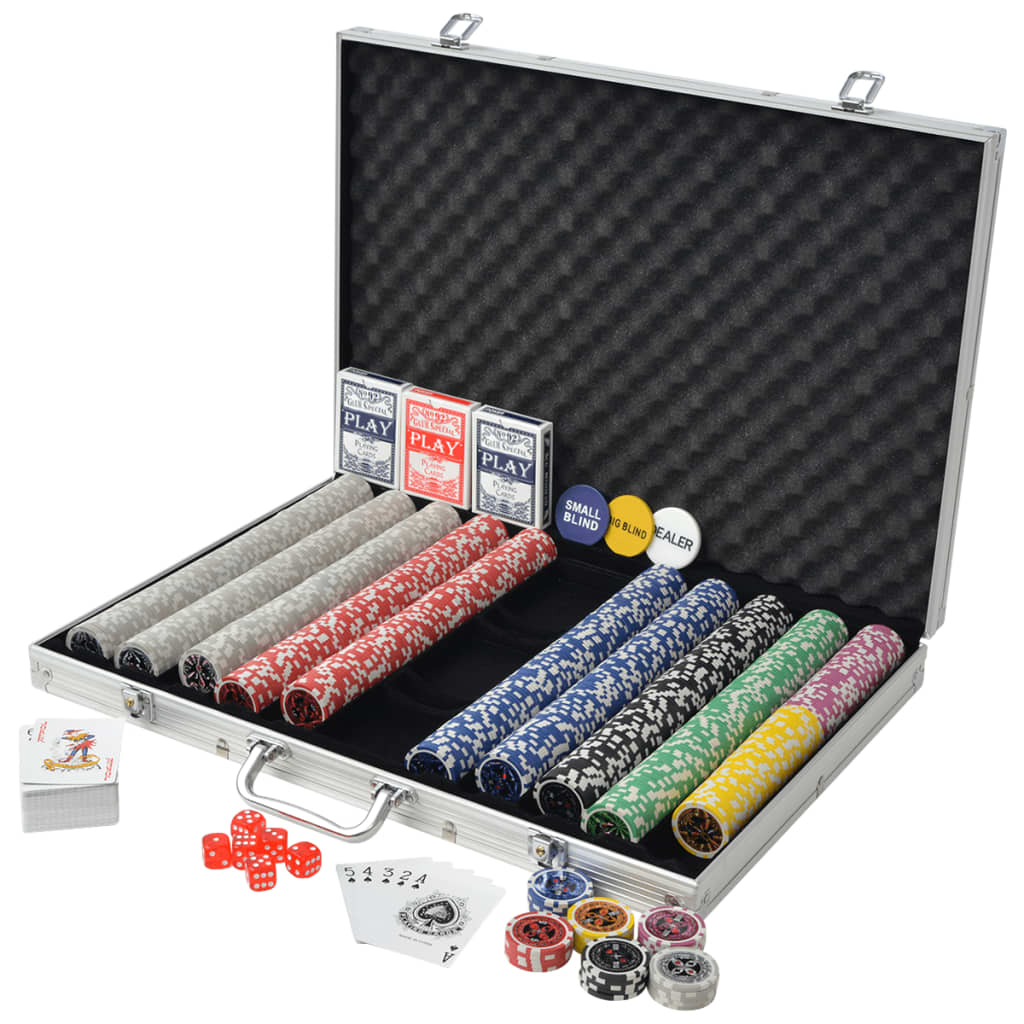 vidaXL Pokerset med 1000 laser-marker aluminium