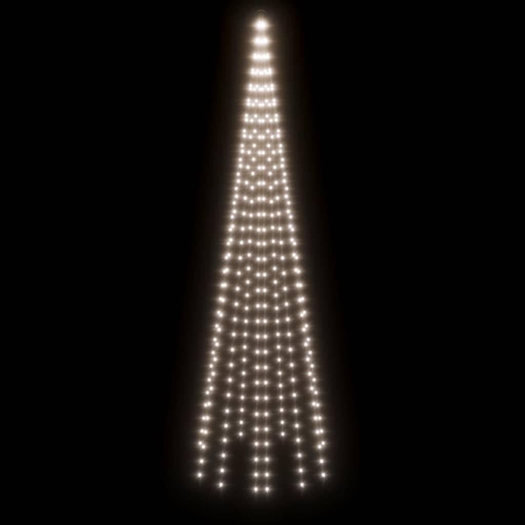 vidaXL Julgran på flaggstång kallvit 310 LEDs 300 cm